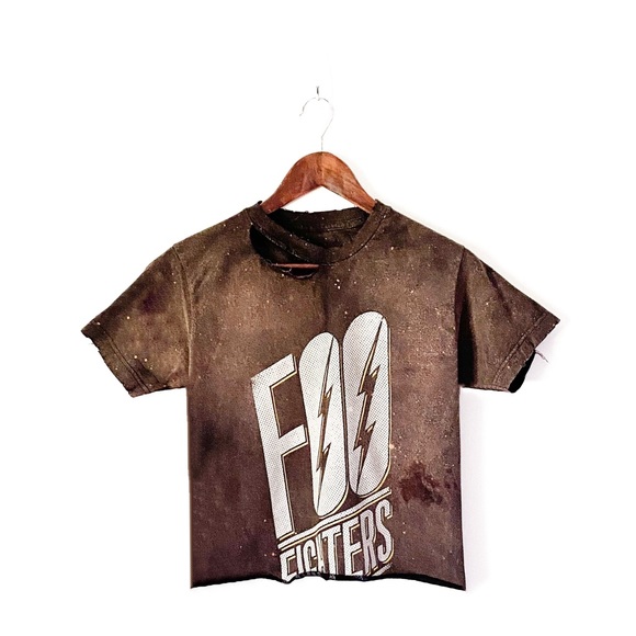 Foo Fighters Tops - Foo Fighters Destroyed Vintage Wash Punk Festival Upcycled Reworked Band Crop